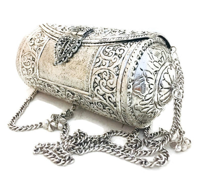 Trend Overseas Handmade Ethnic gift Brass Metal bag antique bridal clutch round long