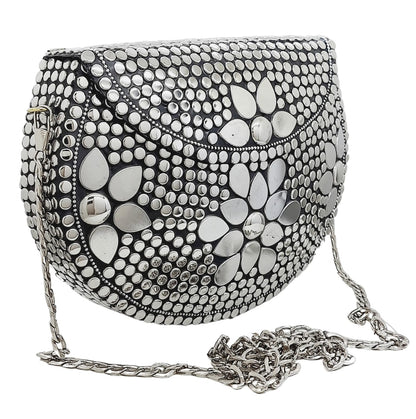 Trend Overseas Silver Metal Beads Ethnic purse Bridal Bag party clutch Metal clutches Sling Bag