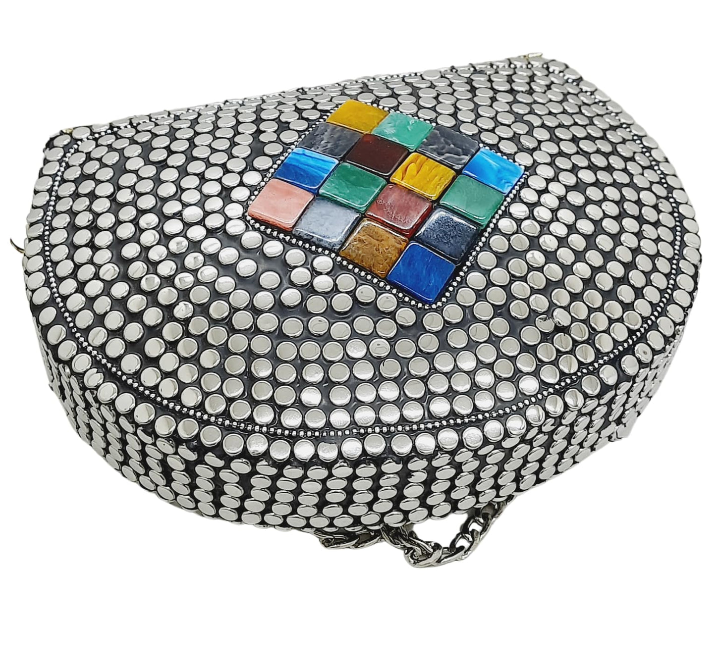 Trend Overseas Silver Metal Beads Ethnic purse Bridal Bag party clutch Metal clutches Sling Bag