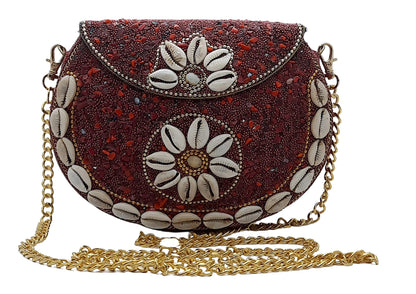 Trend Overseas Sea Kaudi Ethnic Indian Handmade mosaic Stone Chip Party Bridal Bag