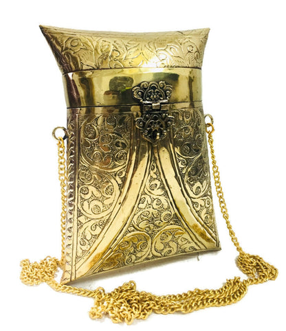 Trend Overseas Golden side bag Indian Vintage Brass Purse antique Ethnic clutch Handmade Women metal clutch Bag Party bag