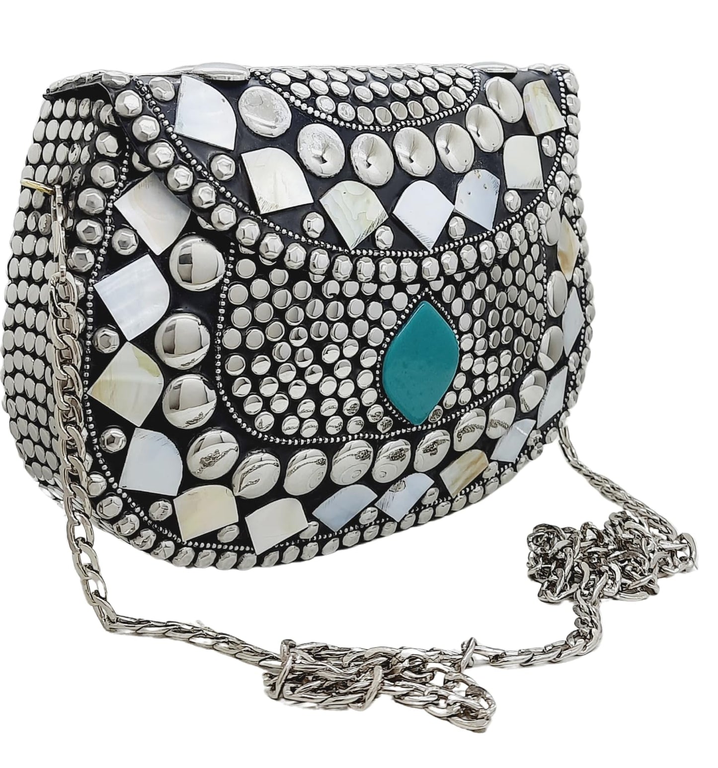 Trend Overseas Silver Metal Beads Ethnic purse Bridal Bag party clutch Metal clutches Sling Bag