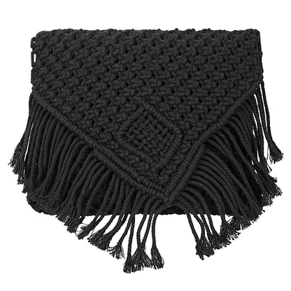 Trend Overseas Teenager Kids Women/Girl Handwoven Crochet Macrame Cotton rope Handbag Crossbody Bag cum Clutch (Black)