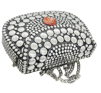 Trend Overseas Silver Metal Beads Ethnic purse Bridal Bag party clutch Metal clutches Sling Bag