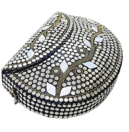 Trend Overseas Silver Beads Ethnic purse Girls Bridal Bag cross body bag for women/Girl party clutch Metal clutches