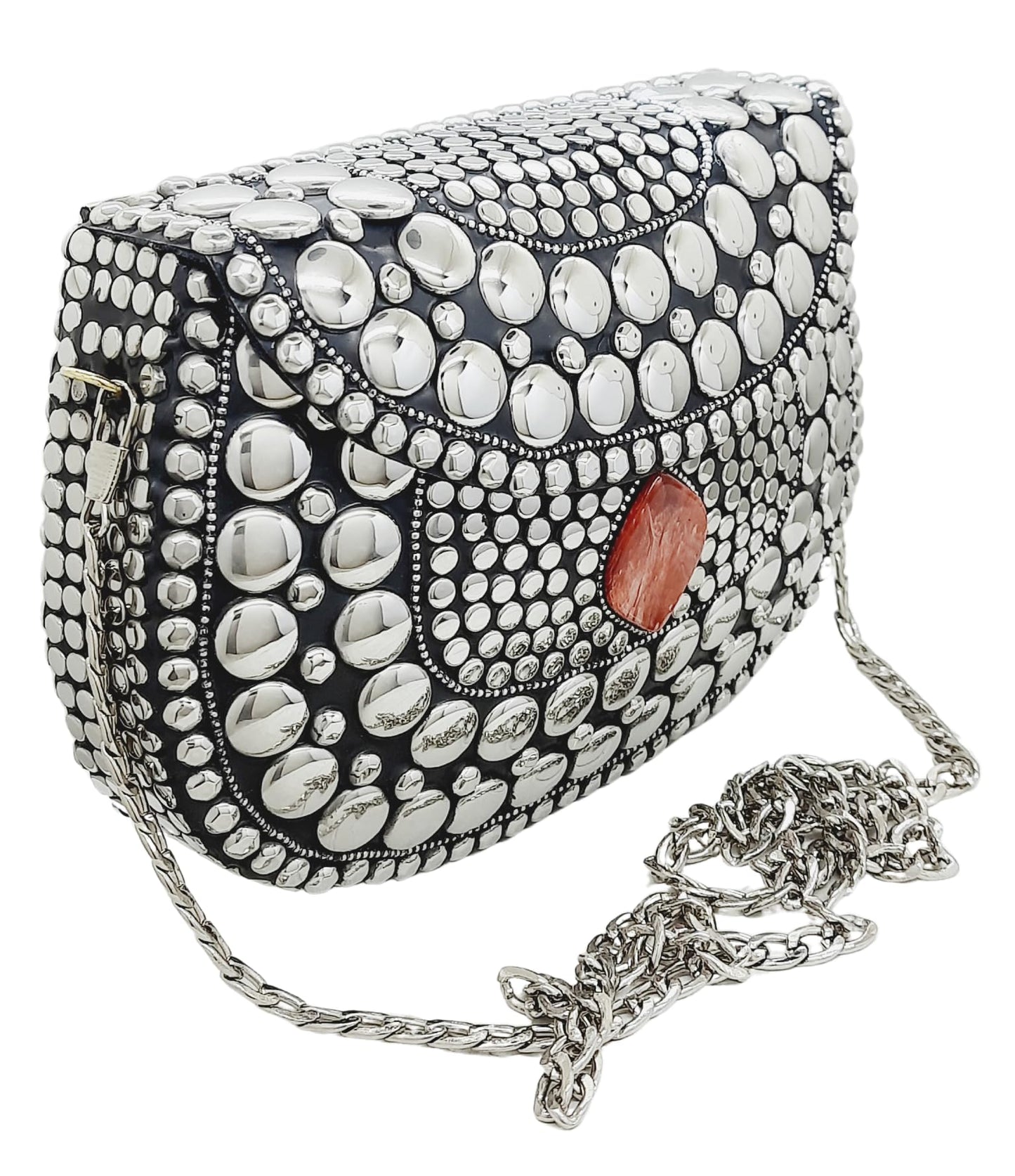 Trend Overseas Silver Metal Beads Ethnic purse Bridal Bag party clutch Metal clutches Sling Bag