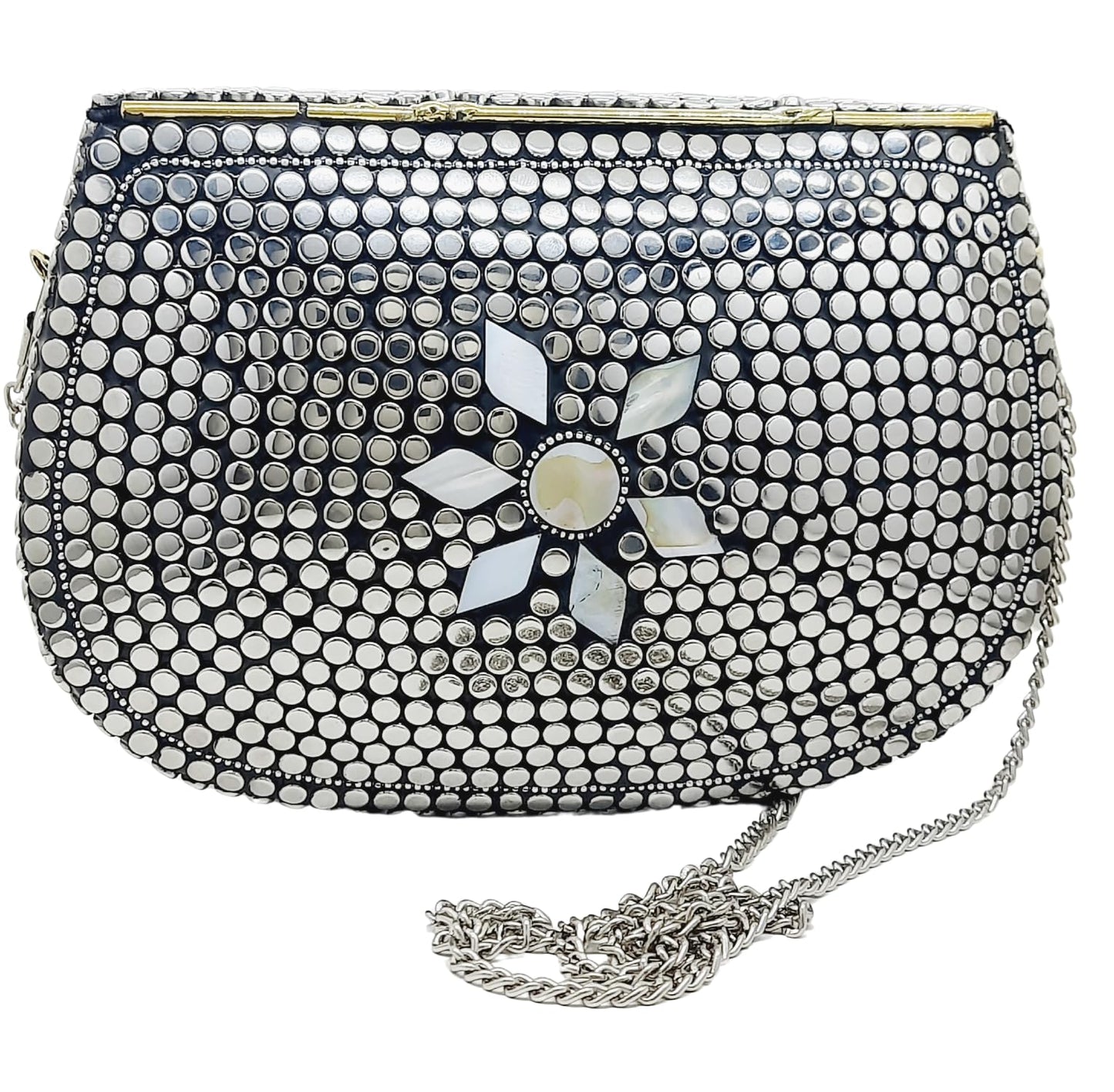 Trend Overseas Silver Metal Beads Ethnic purse Bridal Bag party clutch Metal clutches