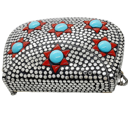 Trend Overseas Silver Metal Beads Ethnic purse Bridal Bag party clutch Metal clutches Sling Bag