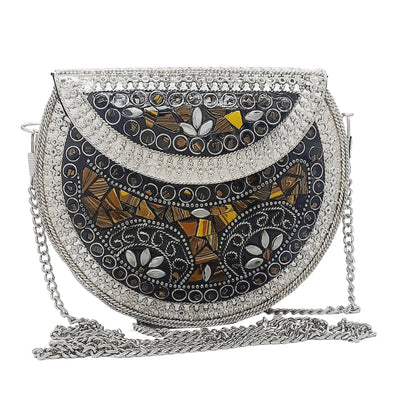 Trend Overseas Silver Small Size Metal Bag Coin Purse Ethnic Bridal kids Bag party clutch