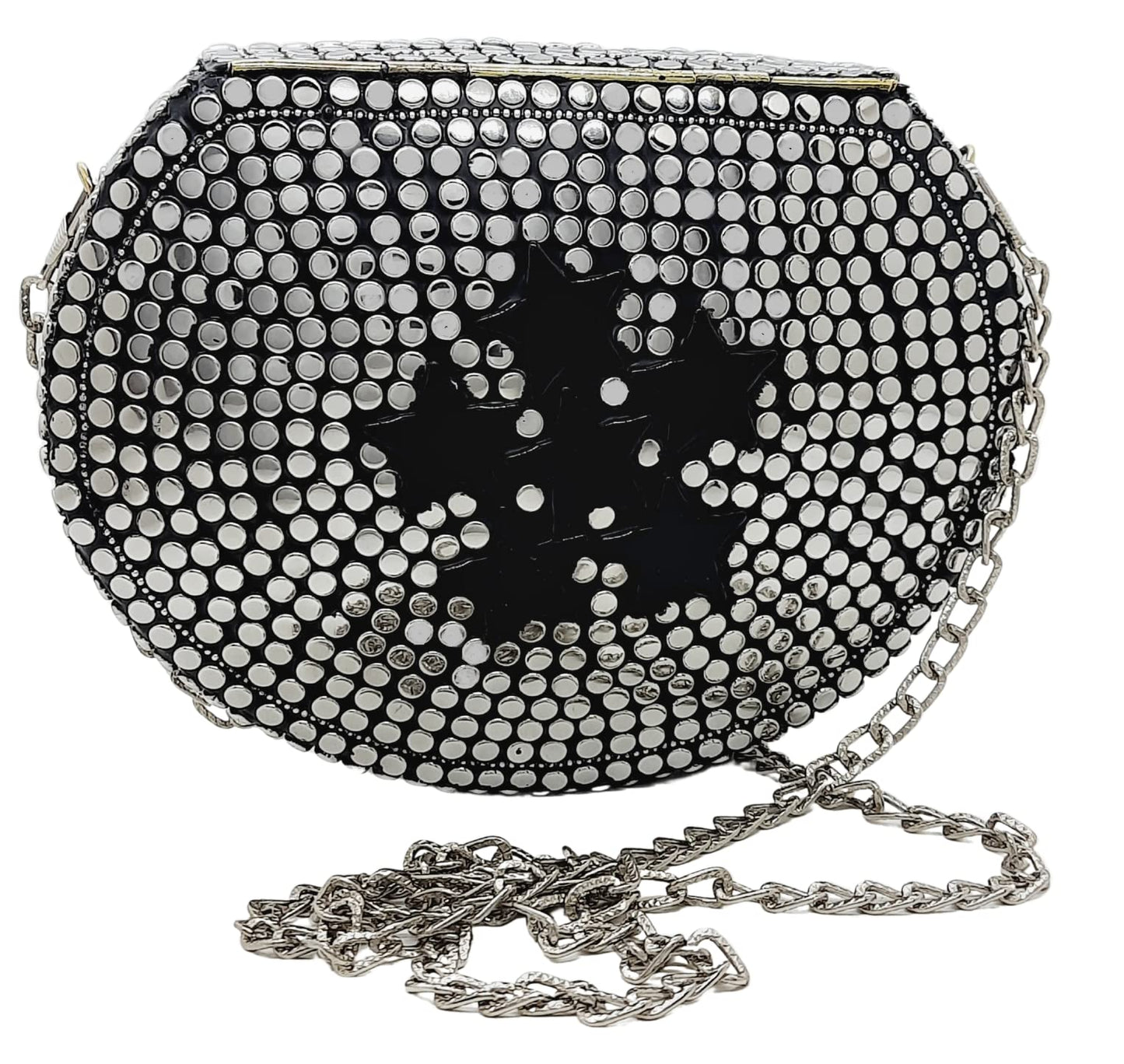 Trend Overseas Silver metal Beaded Ethnic purse Girls Bridal Bag cross body bag for women/Girl party clutch Metal clutches Vintage Brass