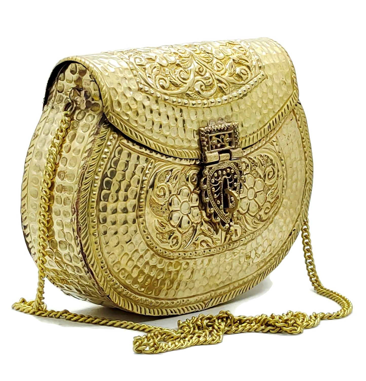 Trend Overseas Handmade Bridal Women's Antique Brass Purse Ethnic Metal Clutch Gift