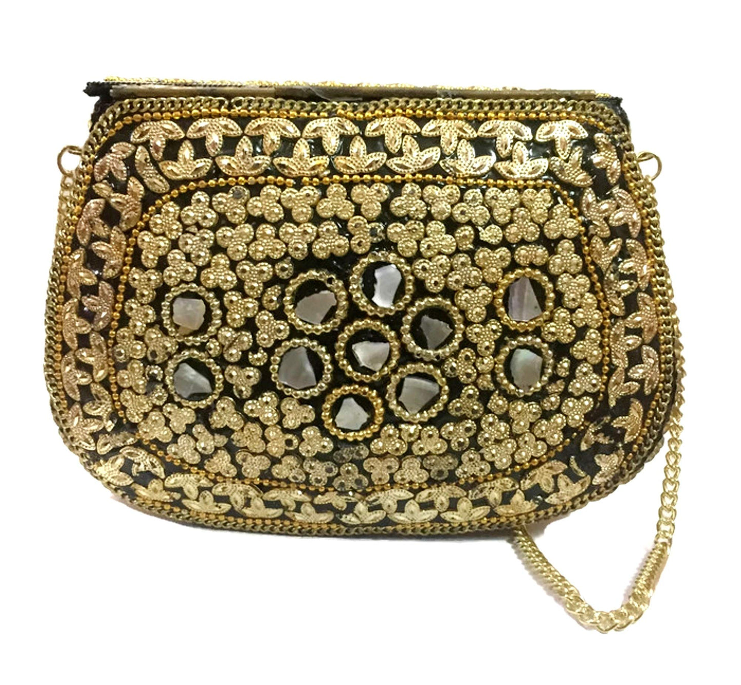 Trend Overseas Shell Metal Clutch / Sling Cross-body Bag Handmade Ethnic Bridal Clutch