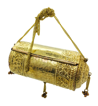 Trend Overseas Handmade Ethnic gift Brass Metal bag antique bridal clutch round long