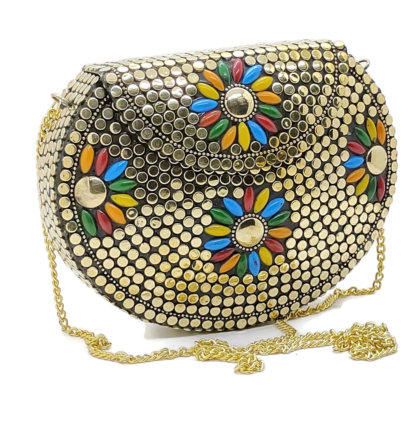 Trend Overseas Brass Beaded Golden purse Girls Bridal Bag Golden cross body bag for women/Girl party clutch