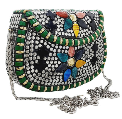 Trend Overseas Silver Metal Beads Ethnic purse Bridal Bag party clutch Metal clutches Sling Bag