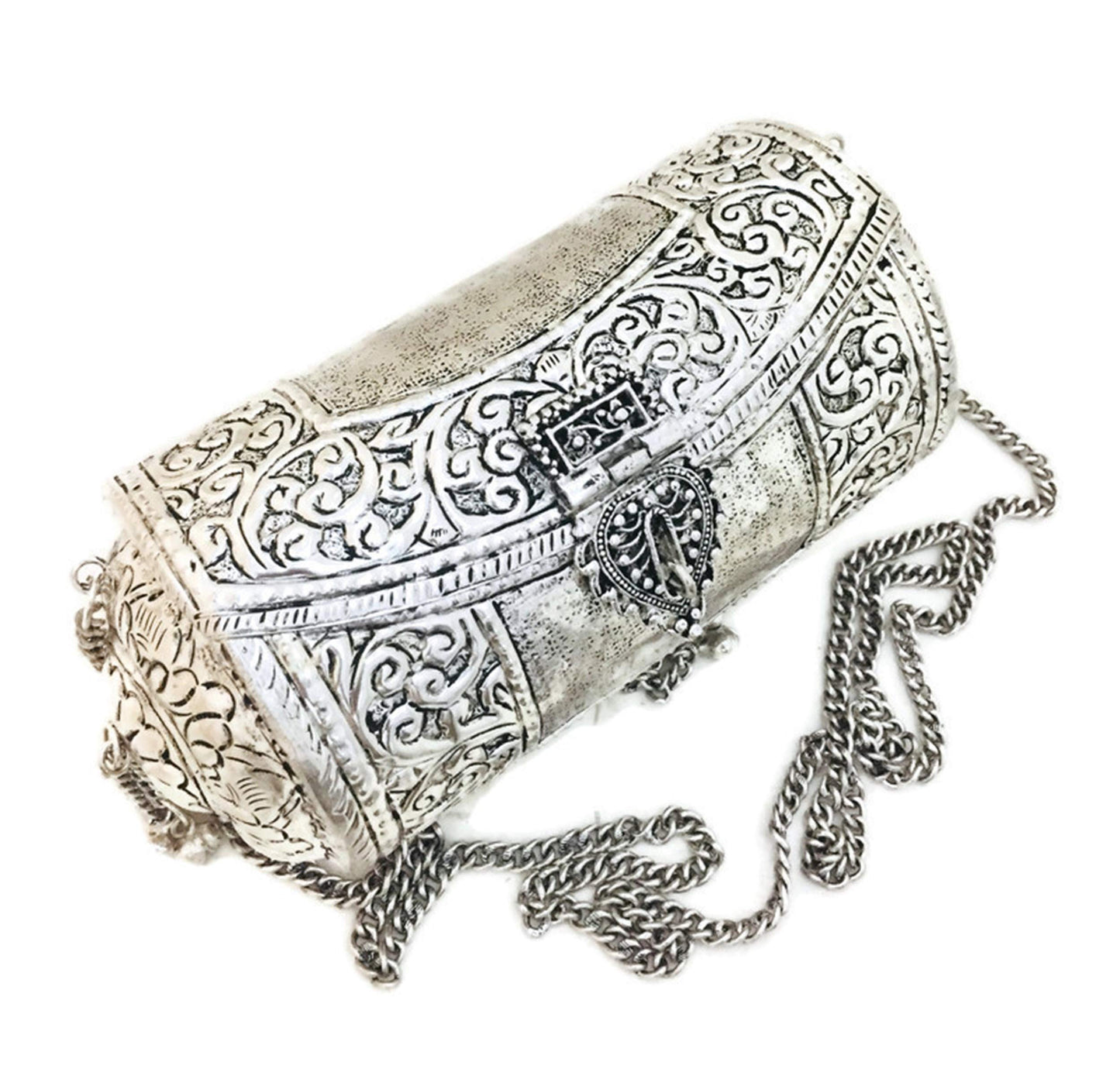 Trend Overseas Handmade Ethnic gift Brass Metal bag antique bridal clutch round long