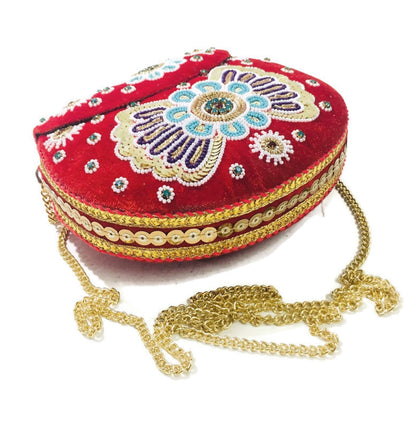 Trend Overseas Velvet Embroidery Beaded Ethnic purse Girls Bridal Bag cross body party Metal bag