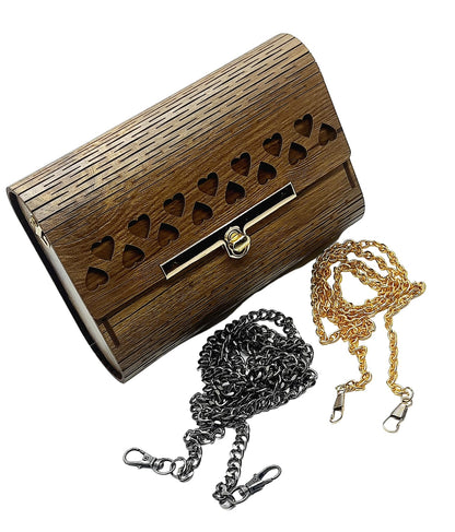 Trend Overseas Women's Clutch Handcrafted Wooden Light Weight Unique Purse Sling Bag - Laser Cut Stylish Fashionable Wooden Party Wear Sling Hand Bag