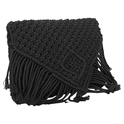 Trend Overseas Teenager Kids Women/Girl Handwoven Crochet Macrame Cotton rope Handbag Crossbody Bag cum Clutch (Black)