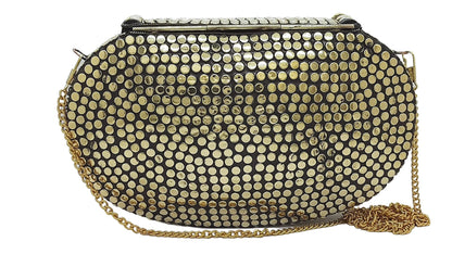 Trend Overseas Multicolor Golden metal Beaded Clutch Girls Bridal Bag for women/Girl party clutch