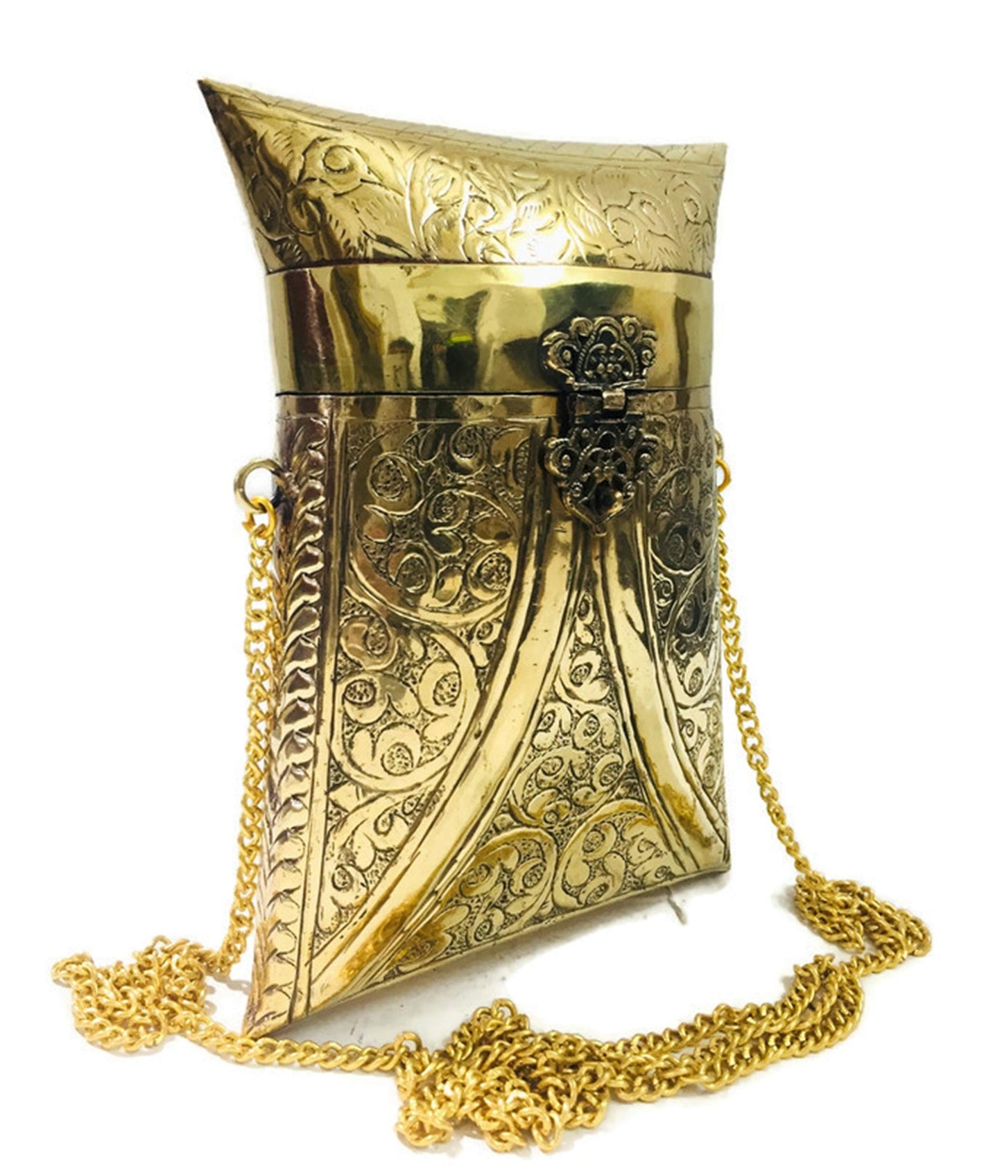 Trend Overseas Golden side bag Indian Vintage Brass Purse antique Ethnic clutch Handmade Women metal clutch Bag Party bag