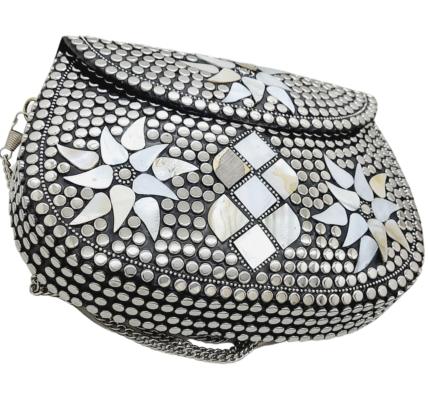 Trend Overseas Silver Metal Beads Ethnic purse Bridal Bag party clutch Metal clutches Sling Bag