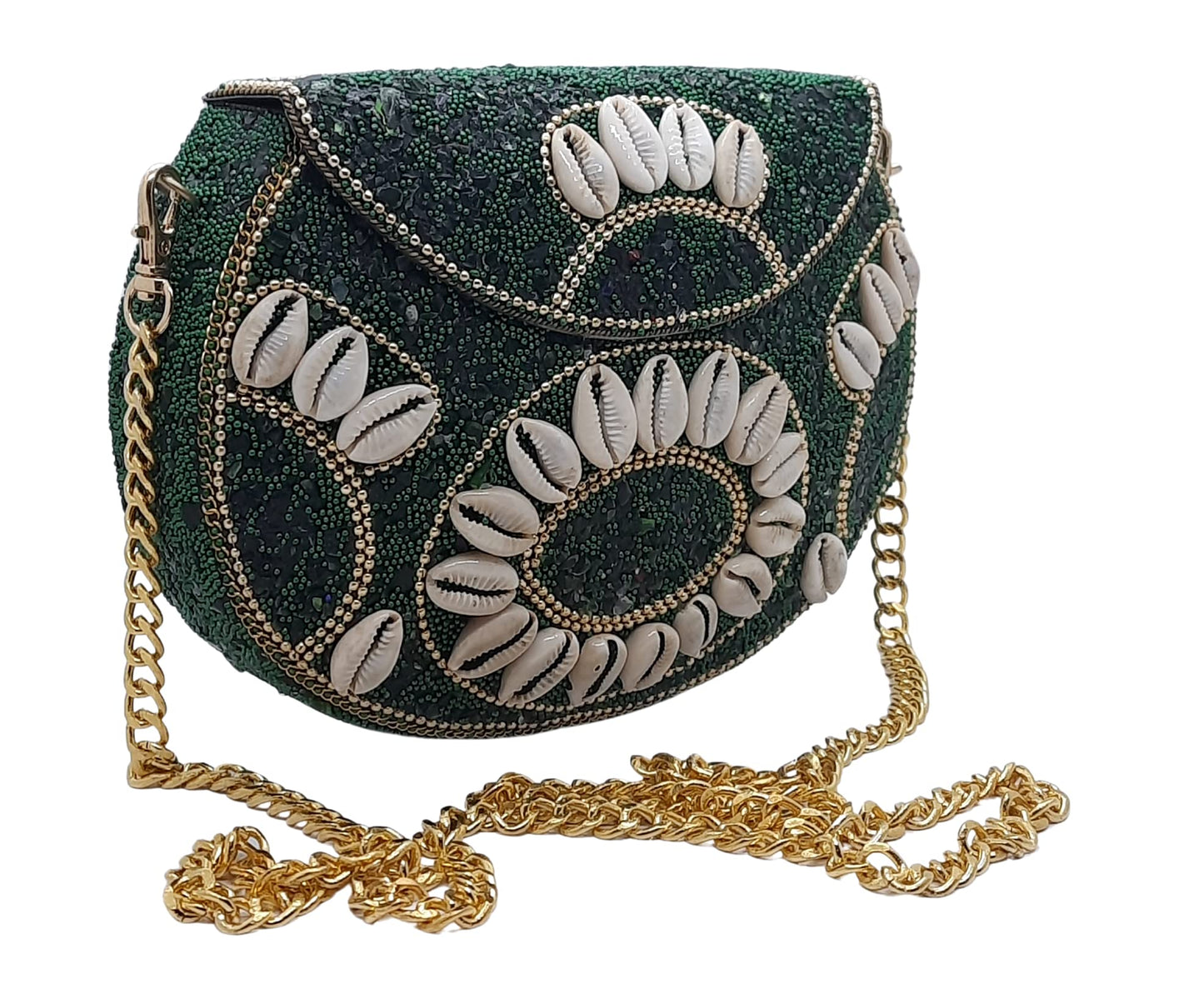 Trend Overseas Sea Kaudi Ethnic Indian Handmade mosaic Stone Chip Party Bridal Bag