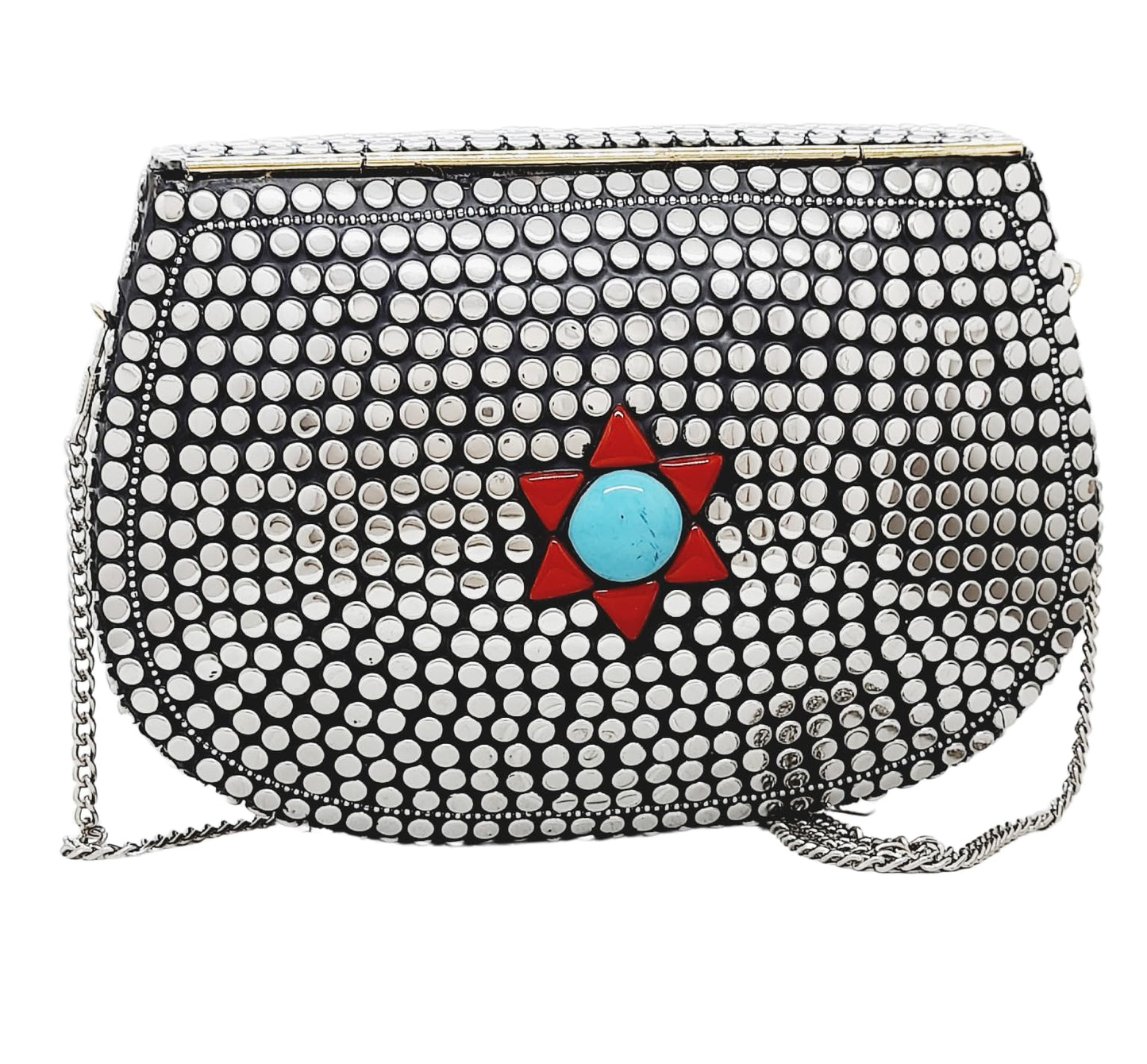 Trend Overseas Silver Metal Beads Ethnic purse Bridal Bag party clutch Metal clutches Sling Bag