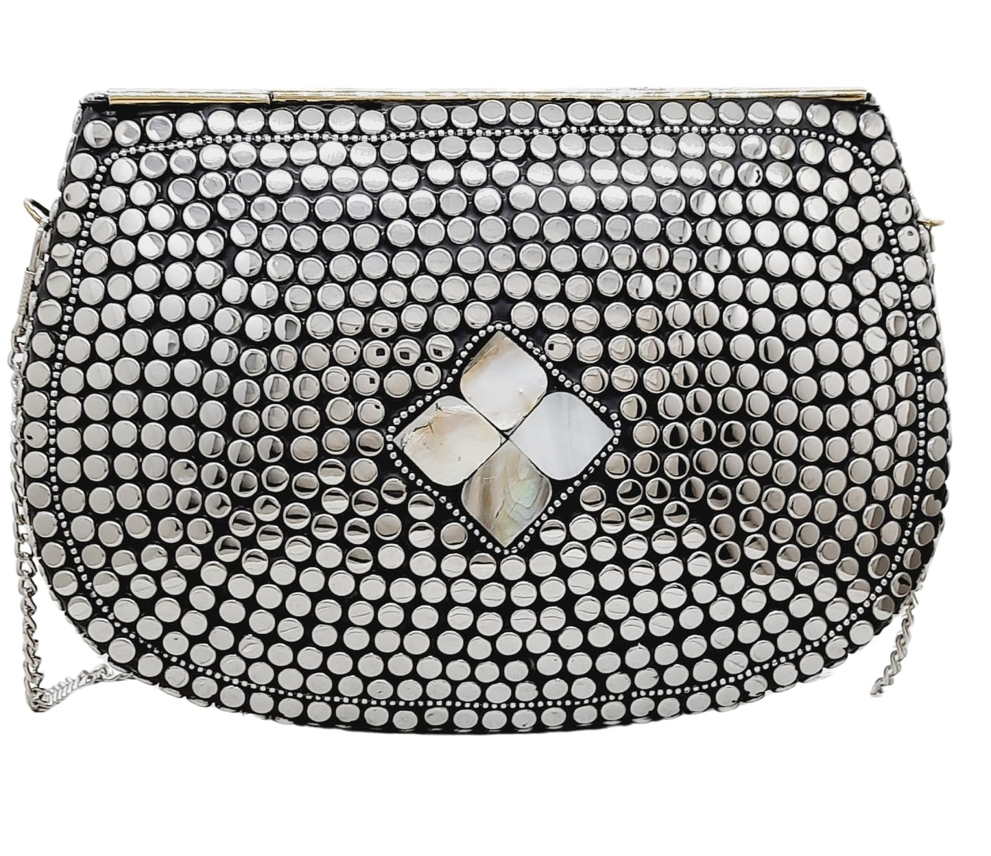 Trend Overseas Silver Metal Beads Ethnic purse Bridal Bag party clutch Metal clutches Sling Bag