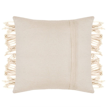 Trend Overseas Ivory Tassel Cotton Off-White Handwoven Macrame Cushion Cover Boho Handmade Knit case Sofa Decor Fringes (Square, Off-White, 16x16 Inches)