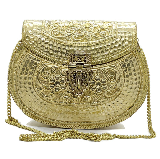 Trend Overseas Handmade Bridal Women's Antique Brass Purse Ethnic Metal Clutch Gift