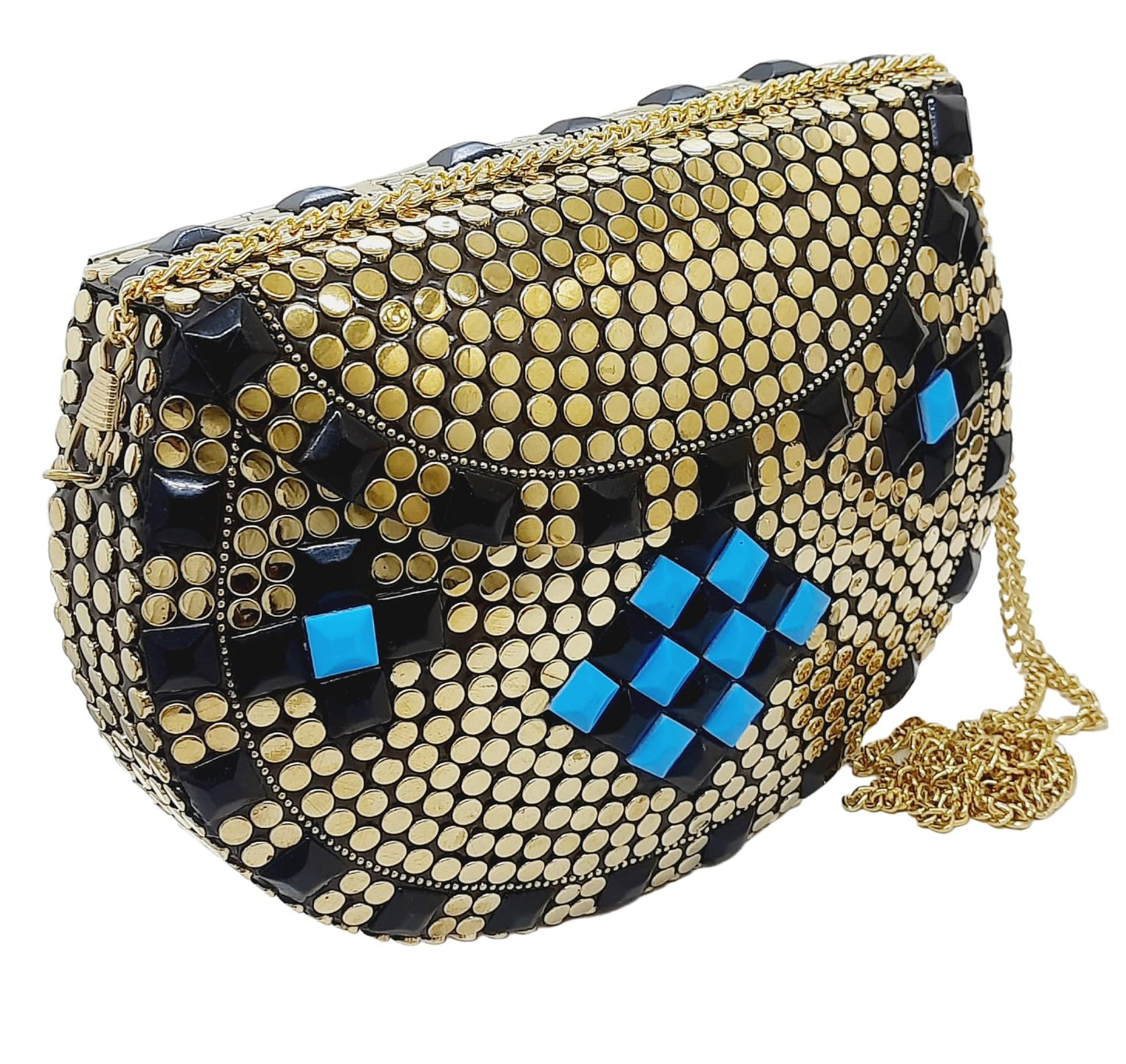 Trend Overseas Multicolor Acrylic Golden metal Bead Clutch Girls Bridal Bag for women/Girl party clutch (Acrylic Red)