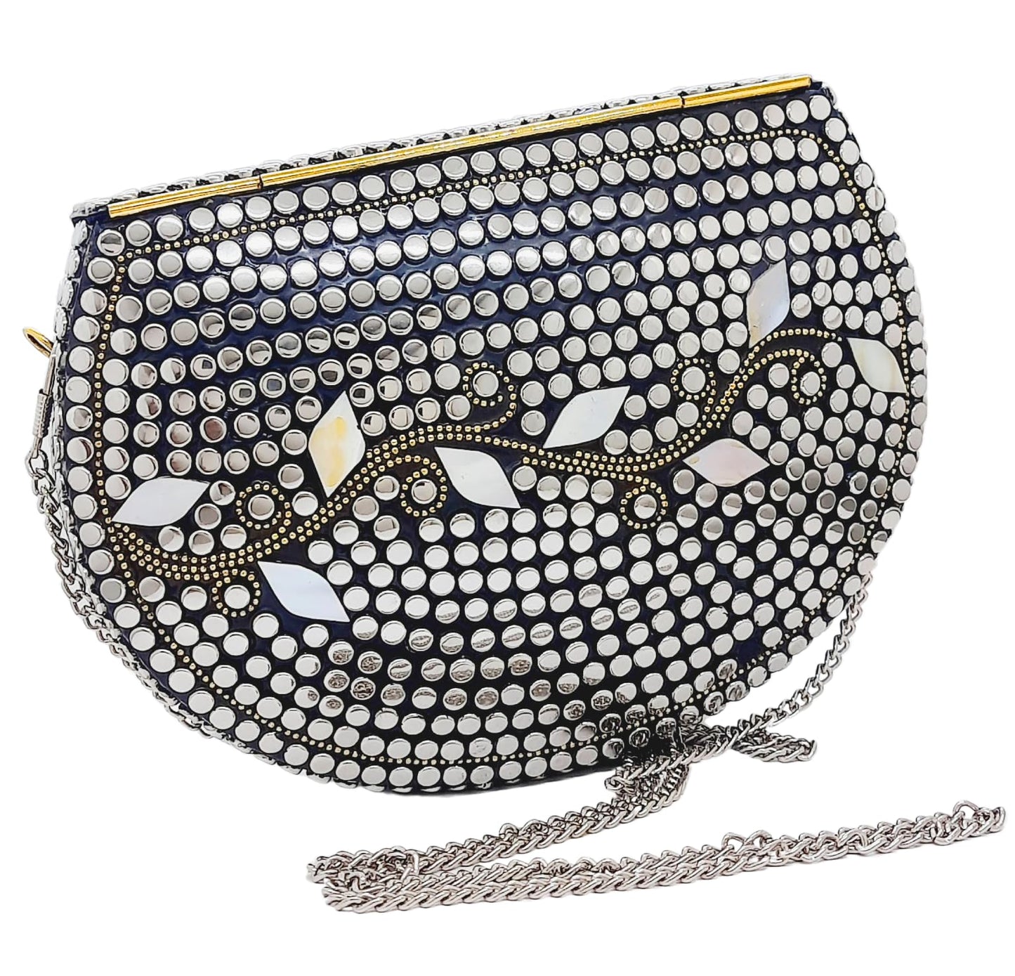 Trend Overseas Silver Beads Ethnic purse Girls Bridal Bag cross body bag for women/Girl party clutch Metal clutches