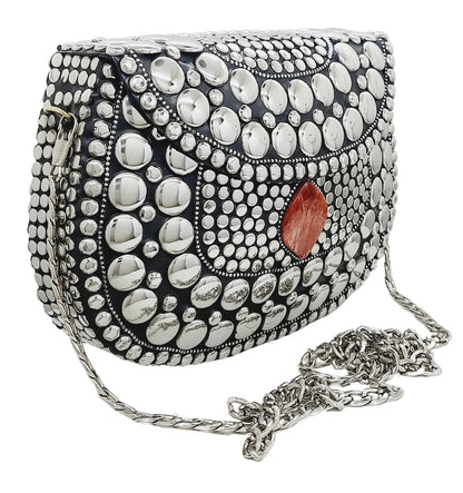 Trend Overseas Silver Metal Beads Ethnic purse Bridal Bag party clutch Metal clutches Sling Bag