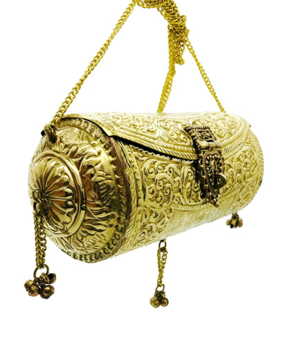 Trend Overseas Handmade Ethnic gift Brass Metal bag antique bridal clutch round long