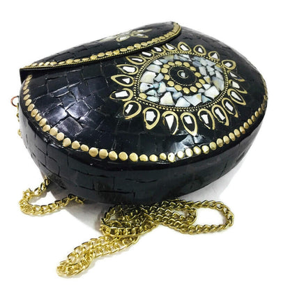 Trend Overseas Turquoise stone mosaic metal bag antique ethnic bridal clutch Indian purse party clutch women bag