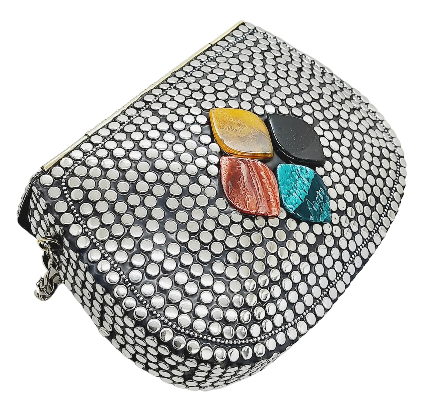 Trend Overseas Silver Metal Beads Ethnic purse Bridal Bag party clutch Metal clutches Sling Bag