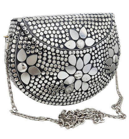 Trend Overseas Silver Metal Beads Ethnic purse Bridal Bag party clutch Metal clutches Sling Bag