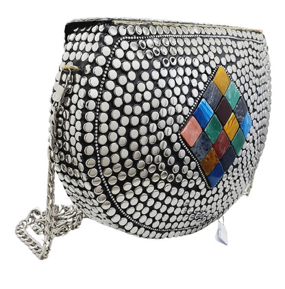 Trend Overseas Silver Metal Beads Ethnic purse Bridal Bag party clutch Metal clutches Sling Bag