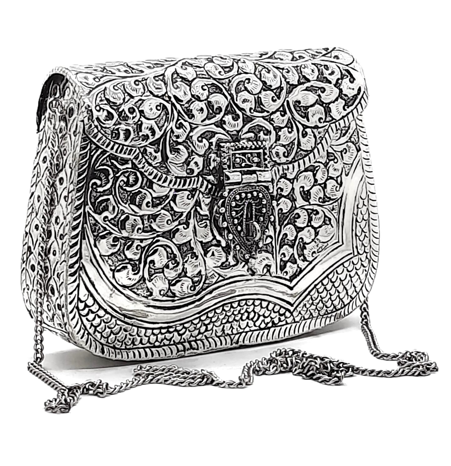 Trend Overseas Handmade Bridal Women's Antique Brass Purse Ethnic Metal Clutch Gift item