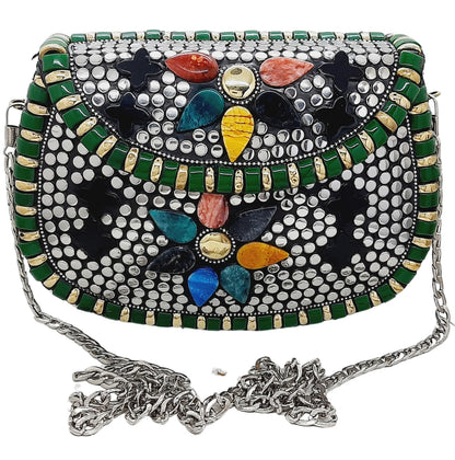 Trend Overseas Silver Metal Beads Ethnic purse Bridal Bag party clutch Metal clutches Sling Bag