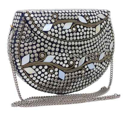 Trend Overseas Silver Beads Ethnic purse Girls Bridal Bag cross body bag for women/Girl party clutch Metal clutches