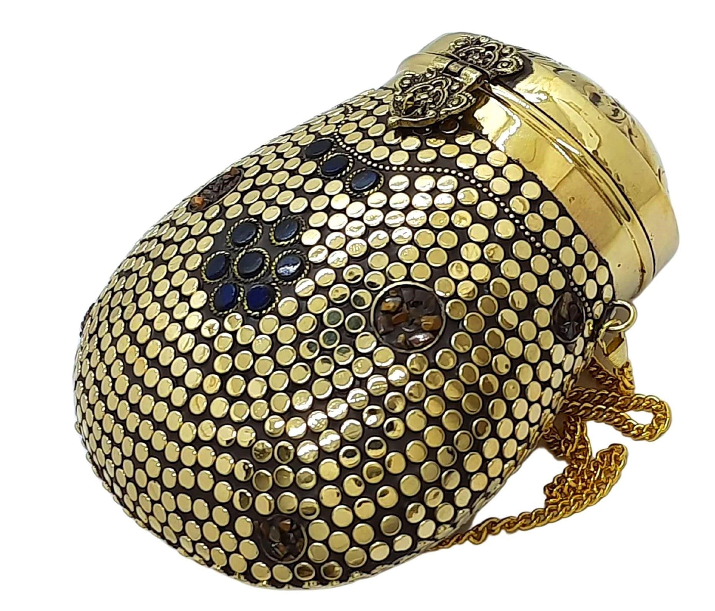 Trend Overseas metal Beaded Ethnic clutch Girls Bridal Bag cross body bag for women/Girl party clutch Metal clutches Vintage Brass