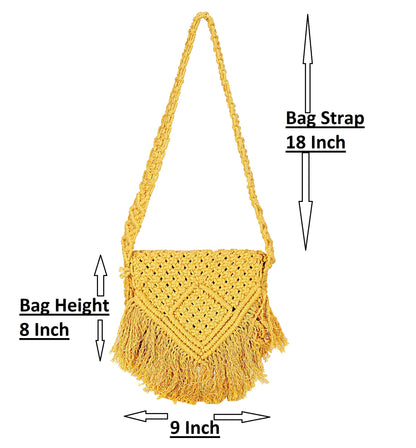 Trend Overseas Teenager Kids Women/Girl Crossbody Bag cum Clutch Handwoven Crochet Macrame Cotton rope Handbag