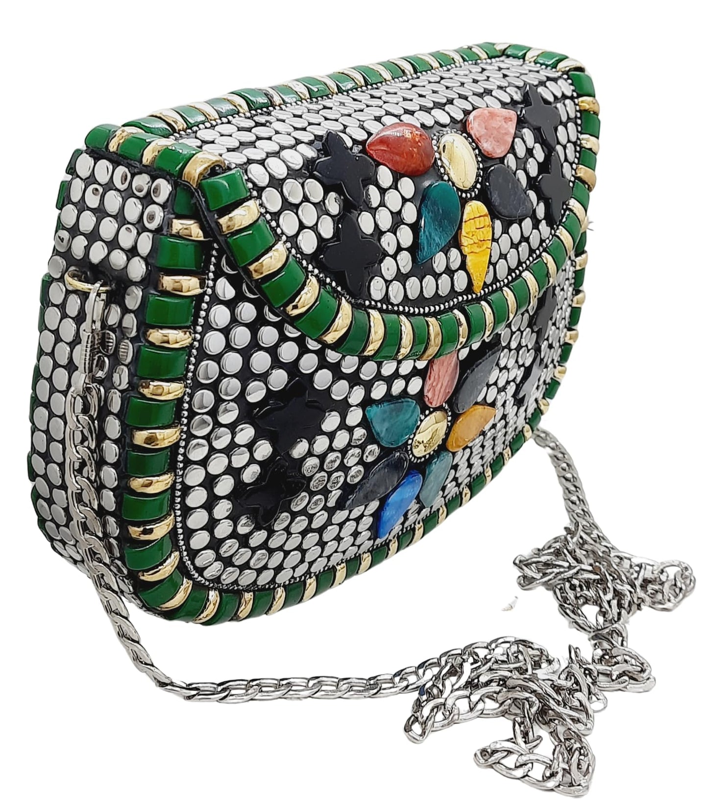 Trend Overseas Silver Metal Beads Ethnic purse Bridal Bag party clutch Metal clutches Sling Bag