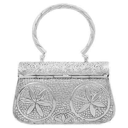 Trend Overseas Women's Antique Ethnic Handmade Silver Handle metal Clutch Handbag