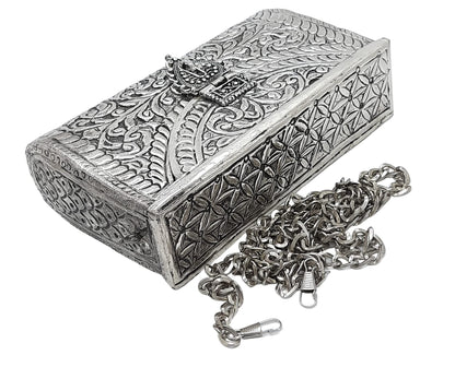 Trend Overseas Women Silver bridal bag Brass Metal Clutch Sling Bag Ethnic Antique clutch