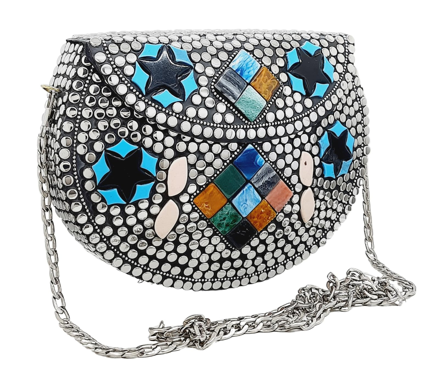 Trend Overseas Silver Metal Beads Ethnic purse Bridal Bag party clutch Metal clutches Sling Bag