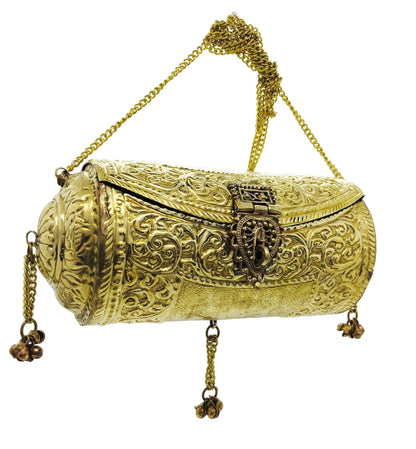 Trend Overseas Handmade Ethnic gift Brass Metal bag antique bridal clutch round long