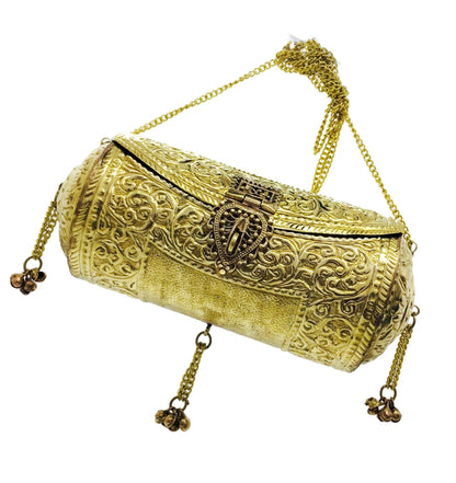 Trend Overseas Handmade Ethnic gift Brass Metal bag antique bridal clutch round long